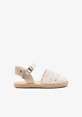 White Crochet Buckle Espadrilles