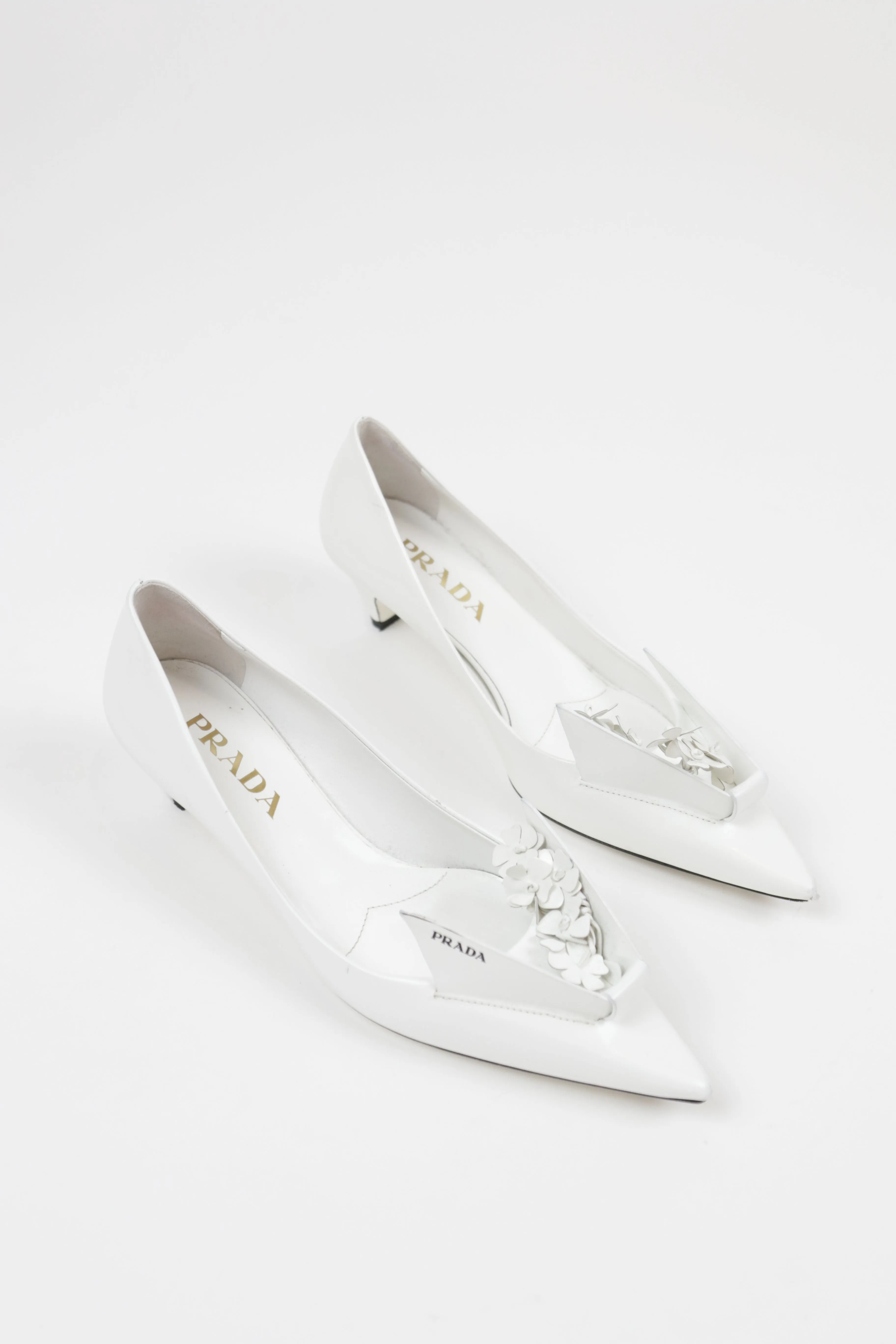 White Origami 3D Art Pointed Heels