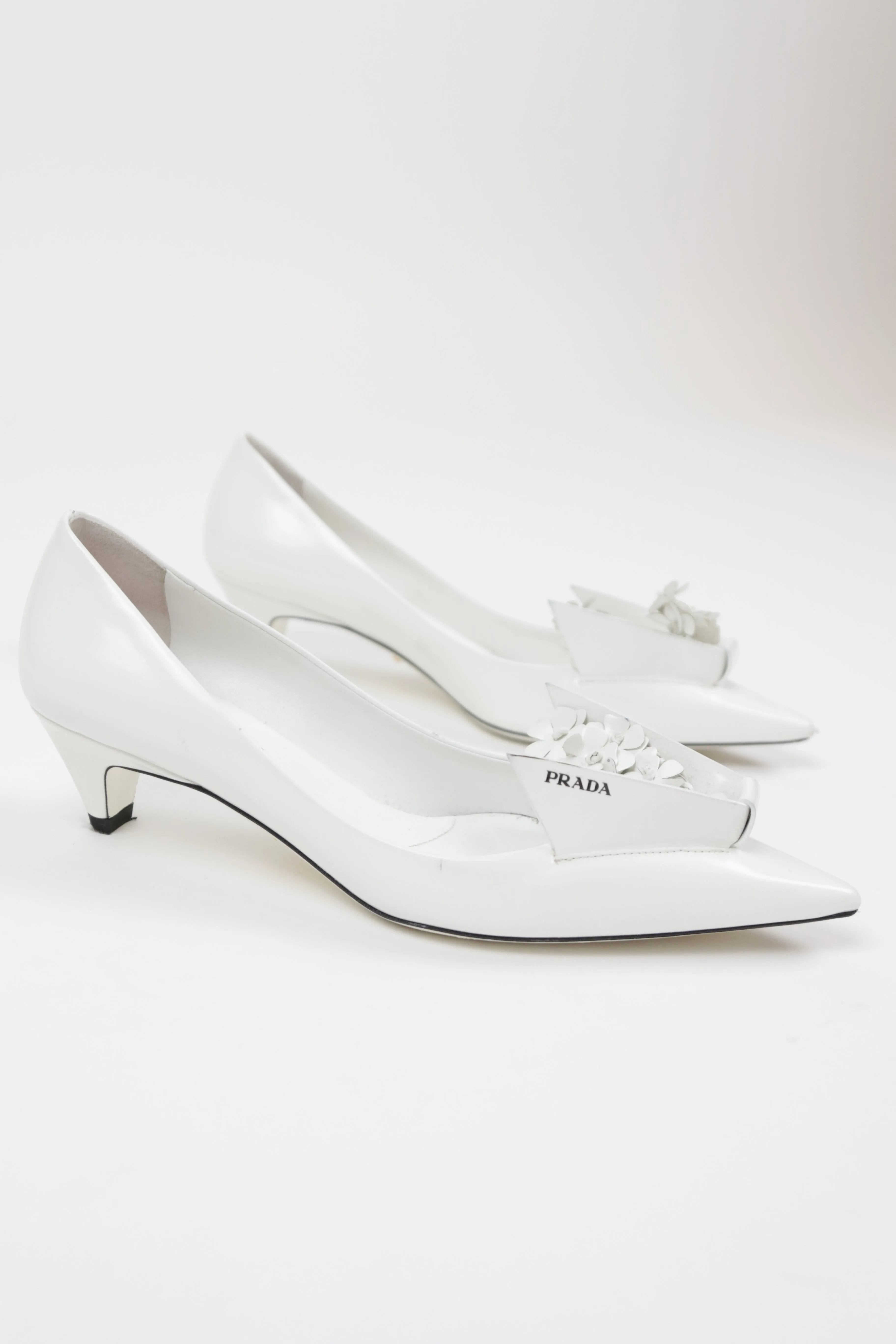 White Origami 3D Art Pointed Heels