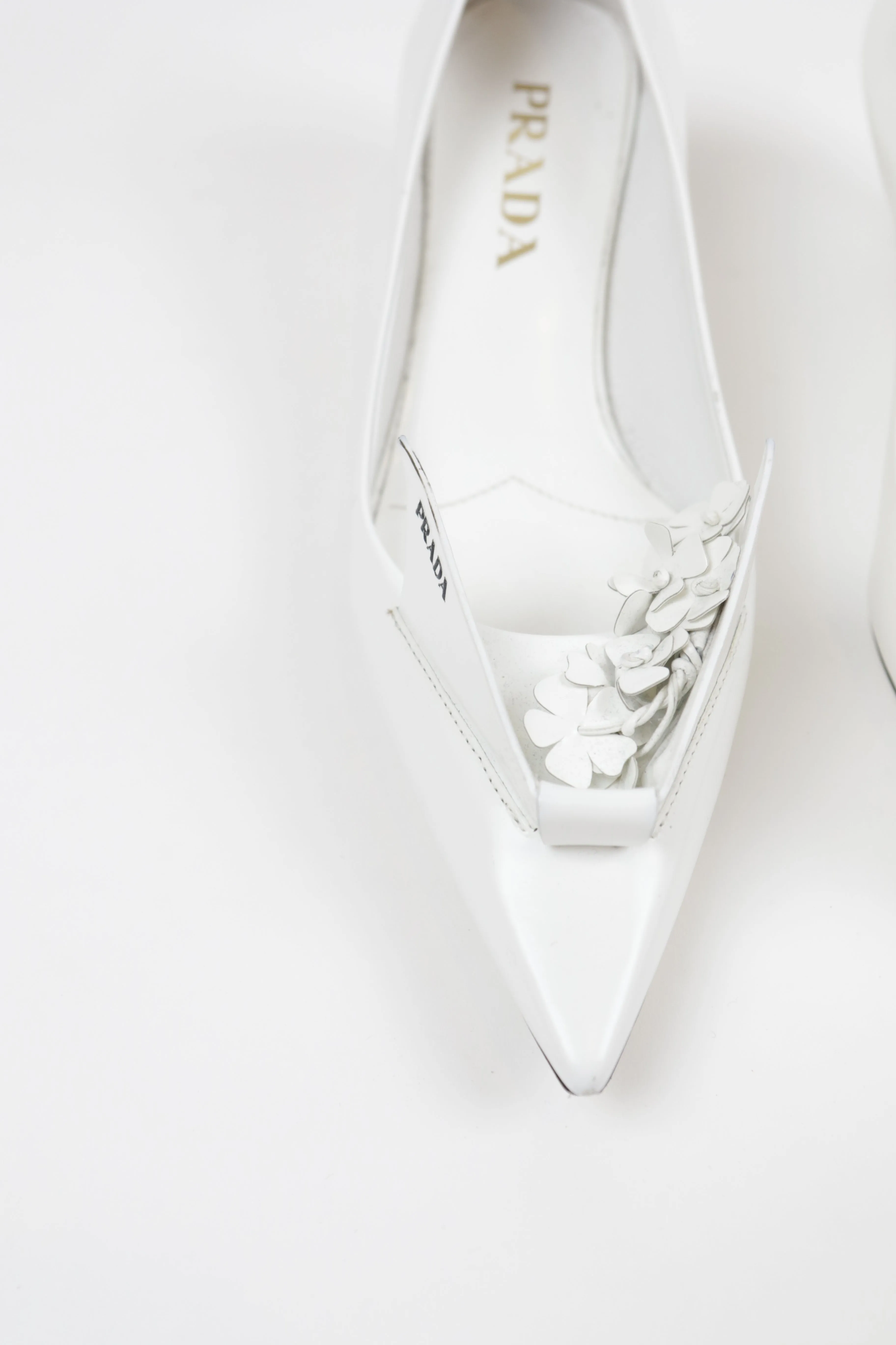 White Origami 3D Art Pointed Heels