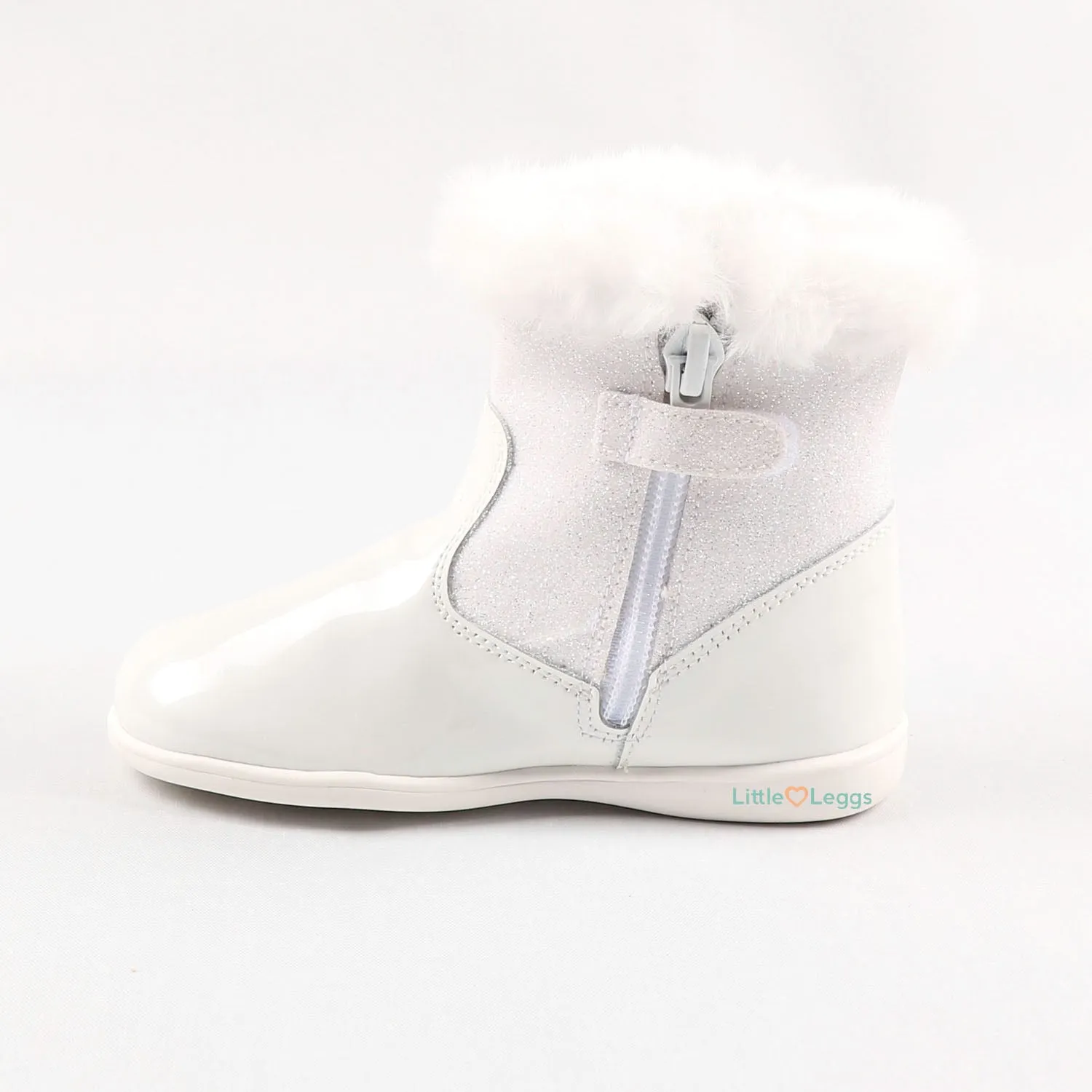 White Sparkle Fur Trimmed Boots