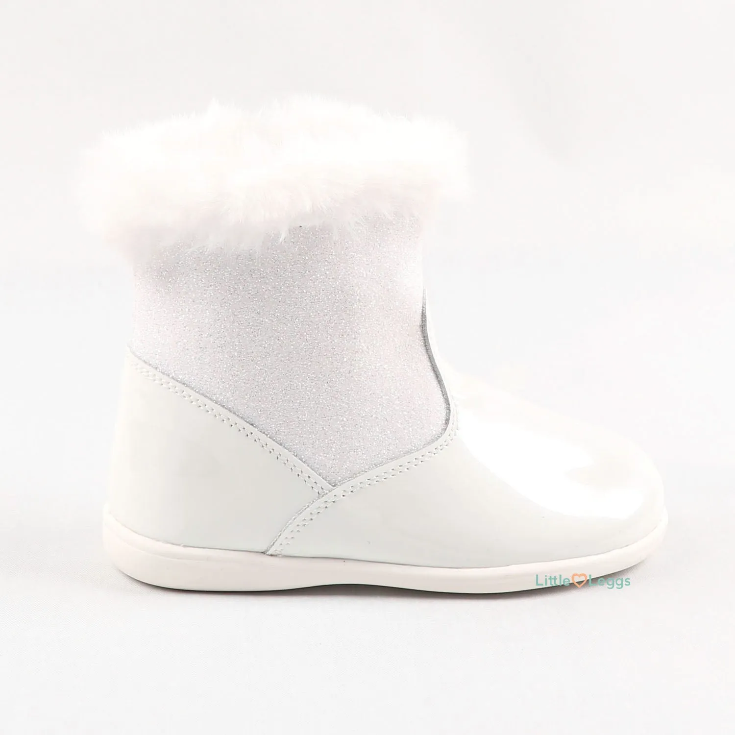 White Sparkle Fur Trimmed Boots