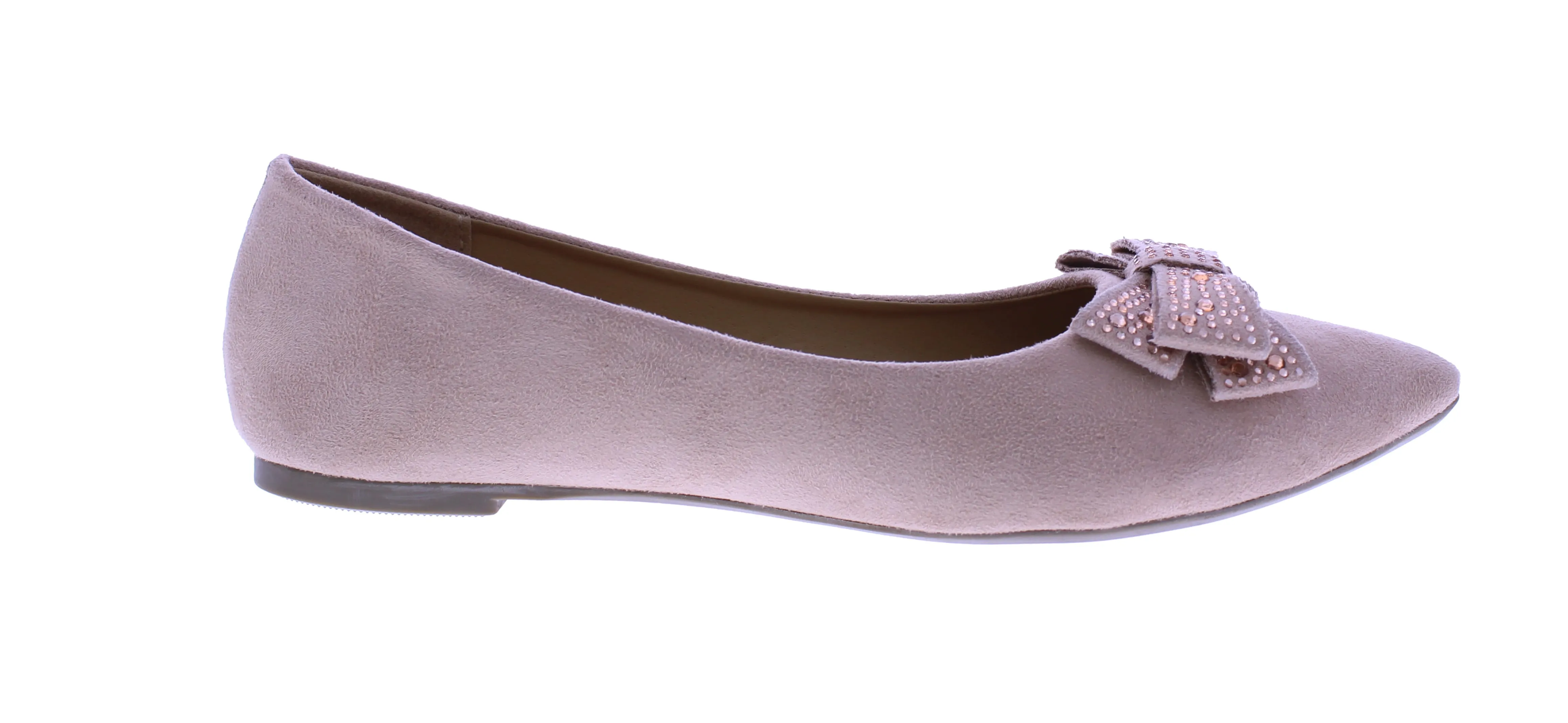 Women Microfiber Ballerina with Rhinestone Bow