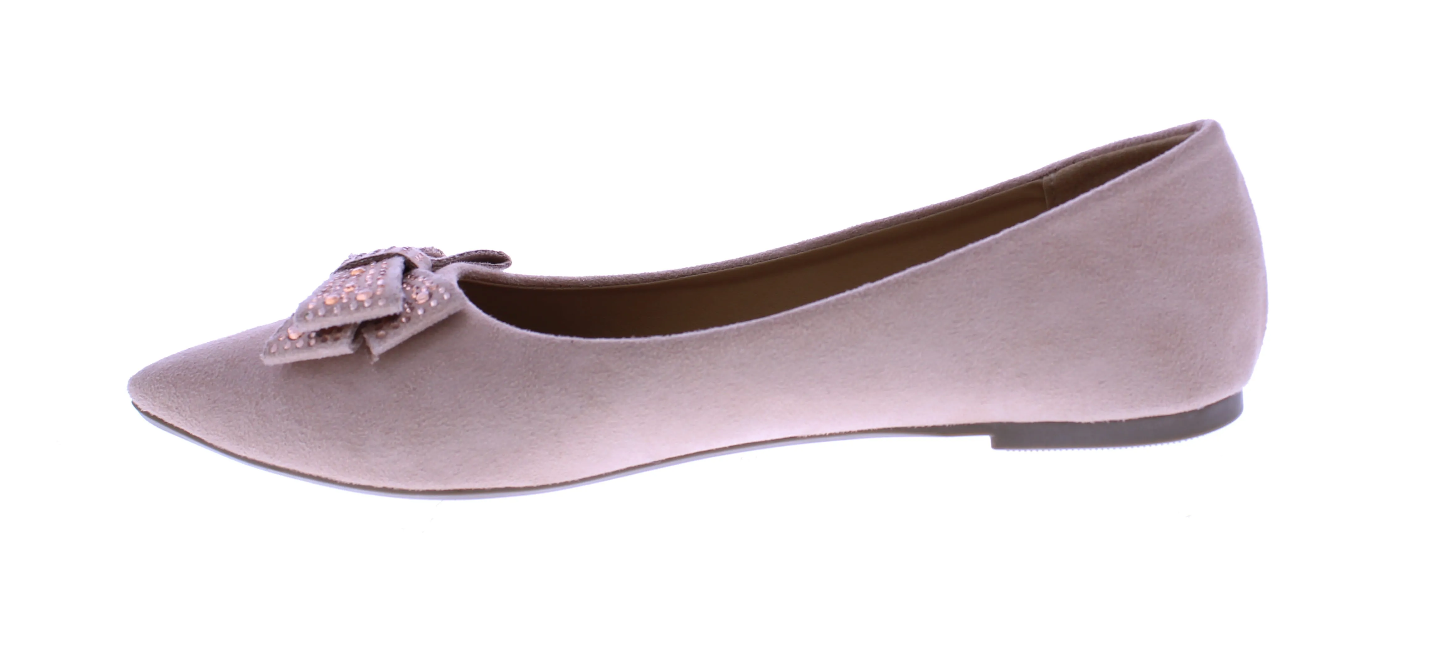 Women Microfiber Ballerina with Rhinestone Bow