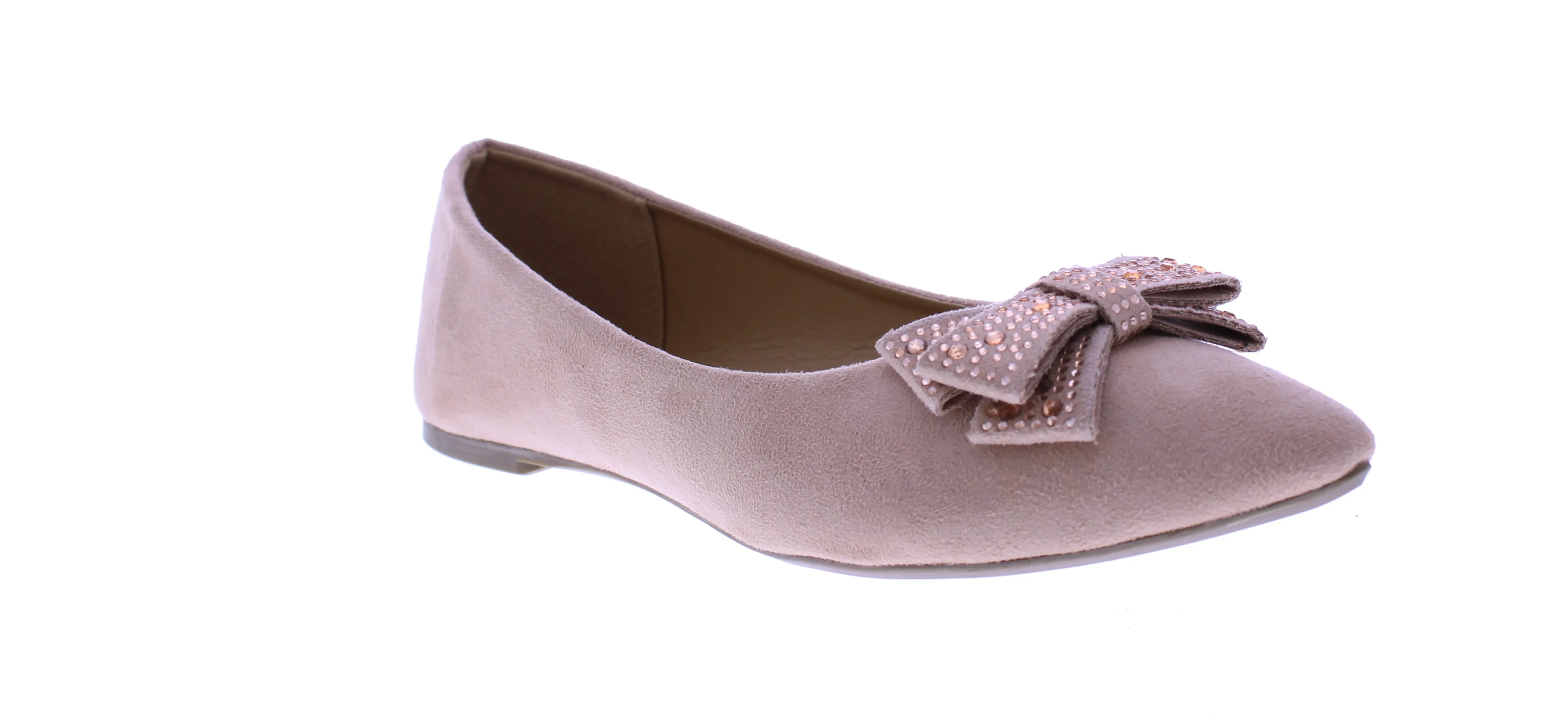 Women Microfiber Ballerina with Rhinestone Bow