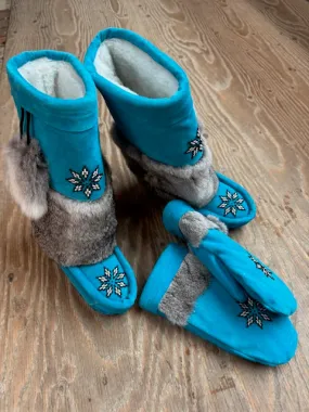 Women's ONE OF A KIND handmade mukluks and mittens